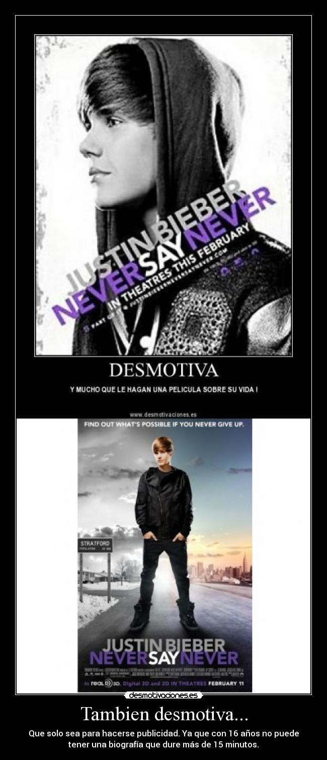 carteles justinabieberonbieberjustin desmotivaciones