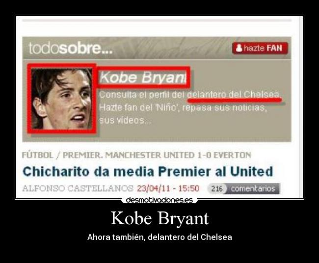 Kobe Bryant - Ahora también, delantero del Chelsea