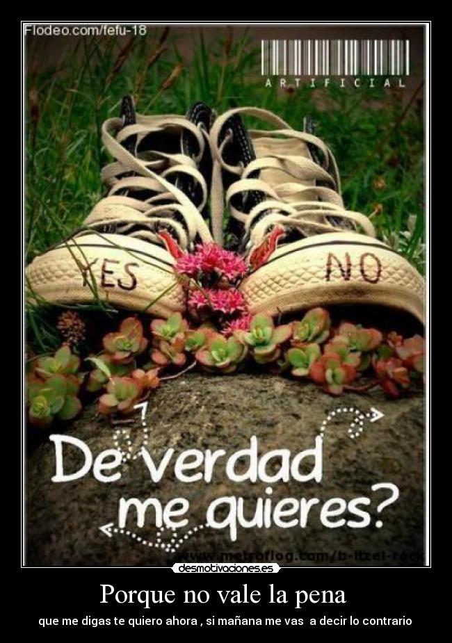 Porque no vale la pena - que me digas te quiero ahora , si mañana me vas a decir lo contrario