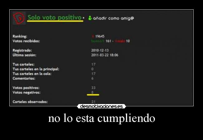 no lo esta cumpliendo -