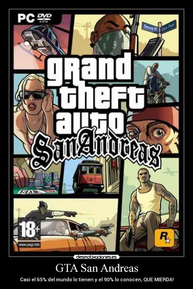 GTA San Andreas - Casi el 65% del mundo lo tienen y el 90% lo conocen, QUE MIERDA!