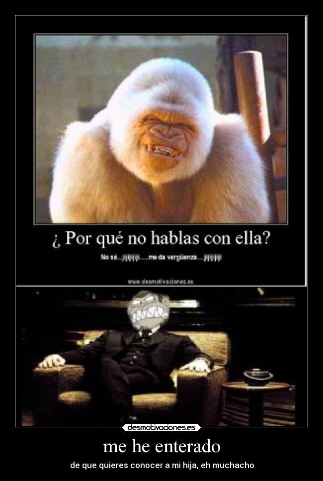 me he enterado - de que quieres conocer a mi hija, eh muchacho