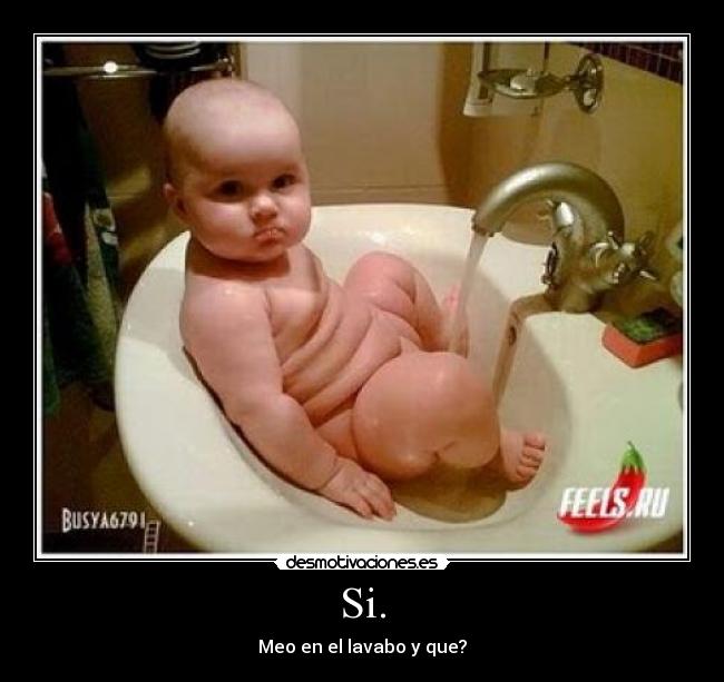 Si. - Meo en el lavabo y que?