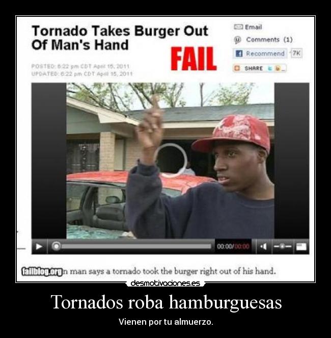 Tornados roba hamburguesas -