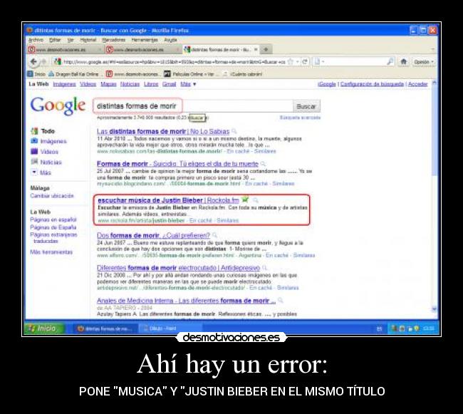 Ahí hay un error: - PONE MUSICA Y JUSTIN BIEBER EN EL MISMO TÍTULO