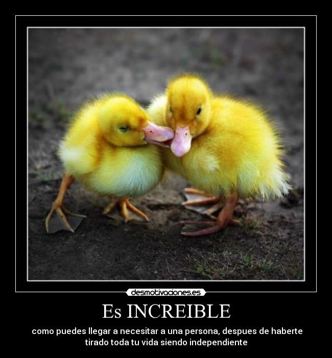 Es INCREIBLE - como puedes llegar a necesitar a una persona, despues de haberte
tirado toda tu vida siendo independiente