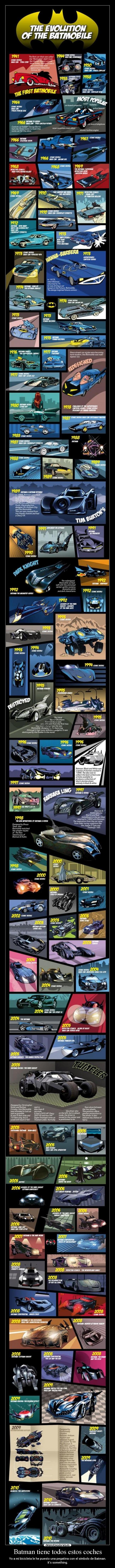 Batman tiene todos estos coches - Yo a mi bicicleta le he puesto una pegatina con el símbolo de Batman.
Its something.