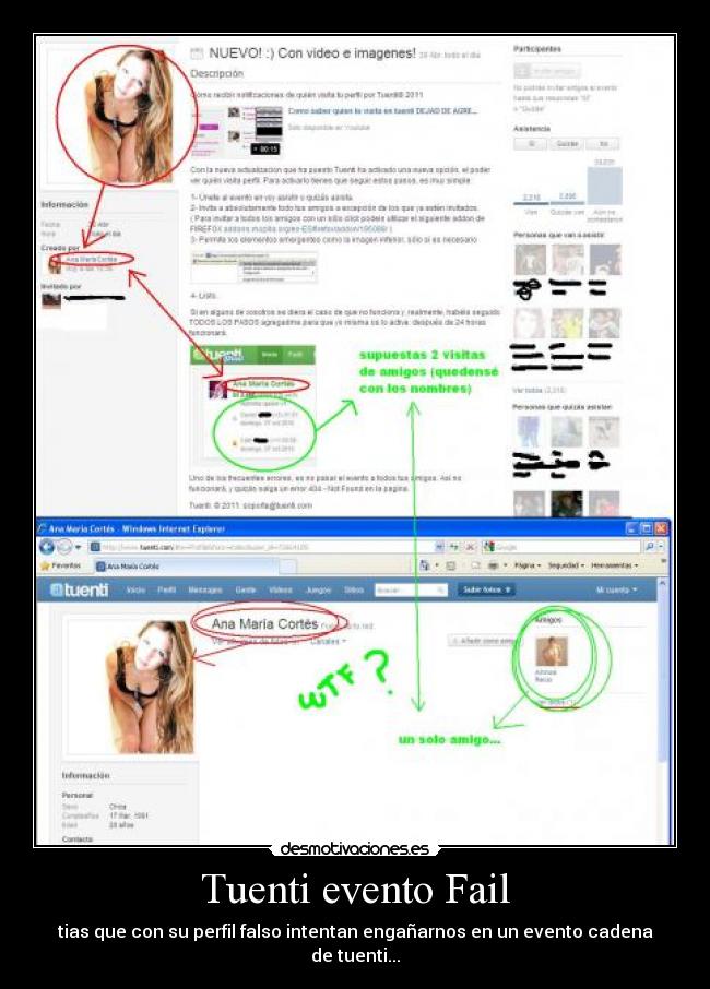 carteles tuenti fail tuenti fail evento tia perfil falso enganar fake desmotivaciones