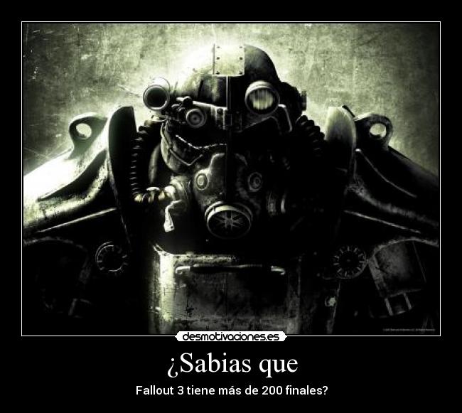 ¿Sabias que - Fallout 3 tiene más de 200 finales?