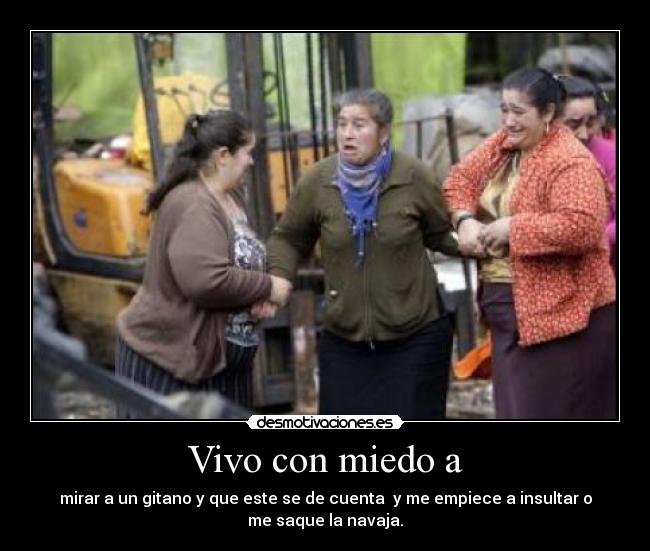 carteles miedo gitano vivo con miedo desmotivaciones