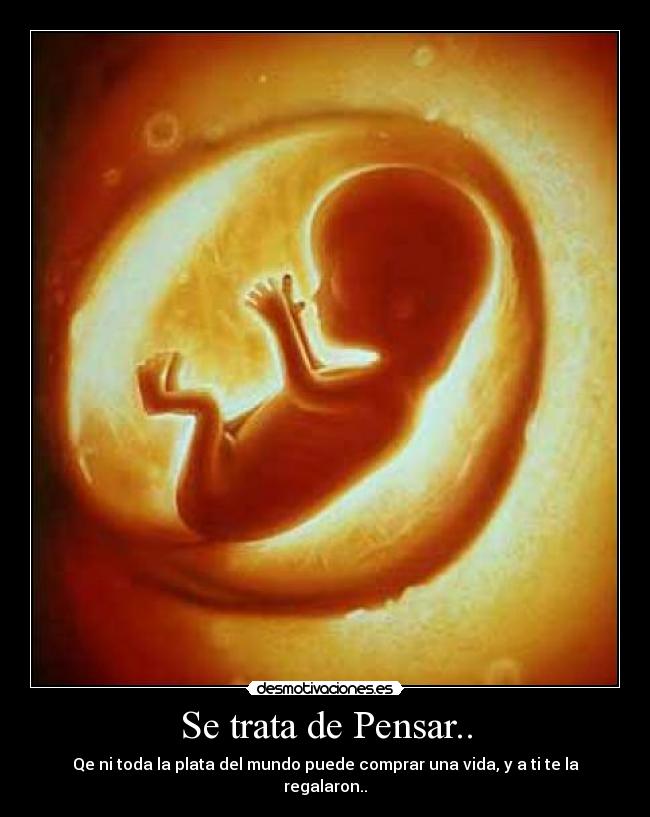 Se trata de Pensar.. - Qe ni toda la plata del mundo puede comprar una vida, y a ti te la regalaron..