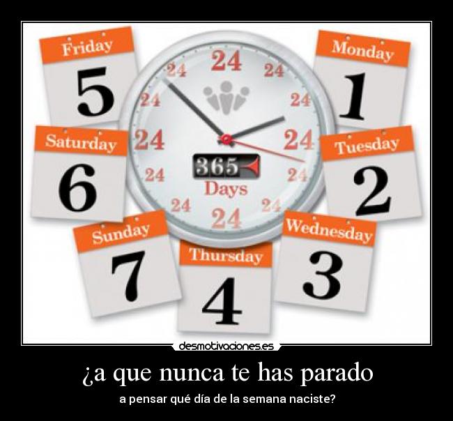 ¿a que nunca te has parado - a pensar qué día de la semana naciste?