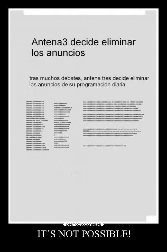 IT´S NOT POSSIBLE! -