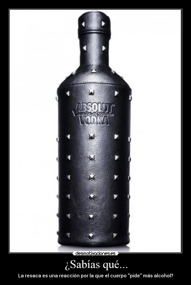 ¿Sabías qué... - La resaca es una reacción por la que el cuerpo pide más alcohol?