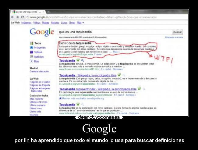 Google - por fin ha aprendido que todo el mundo lo usa para buscar definiciones