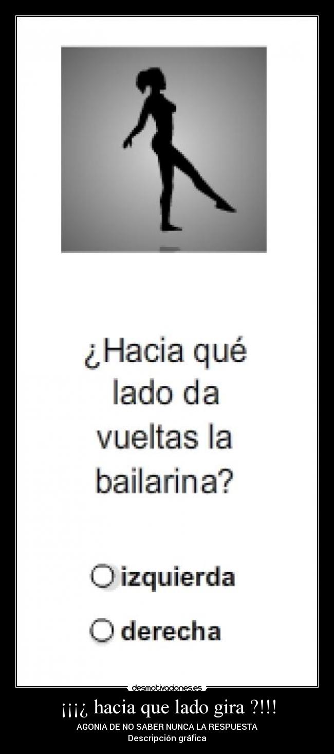 ¡¡¡¿ hacia que lado gira ?!!! - AGONIA DE NO SABER NUNCA LA RESPUESTA
Descripción gráfica