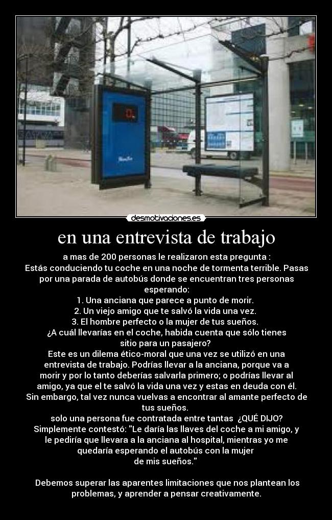 en una entrevista de trabajo -