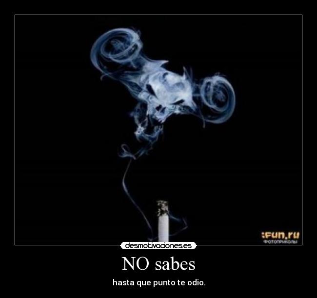NO sabes - hasta que punto te odio.