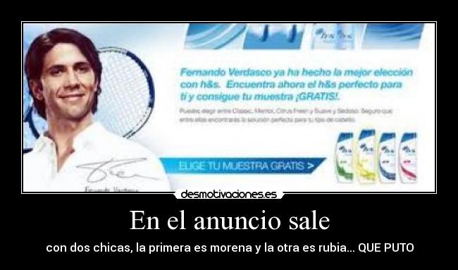 En el anuncio sale -