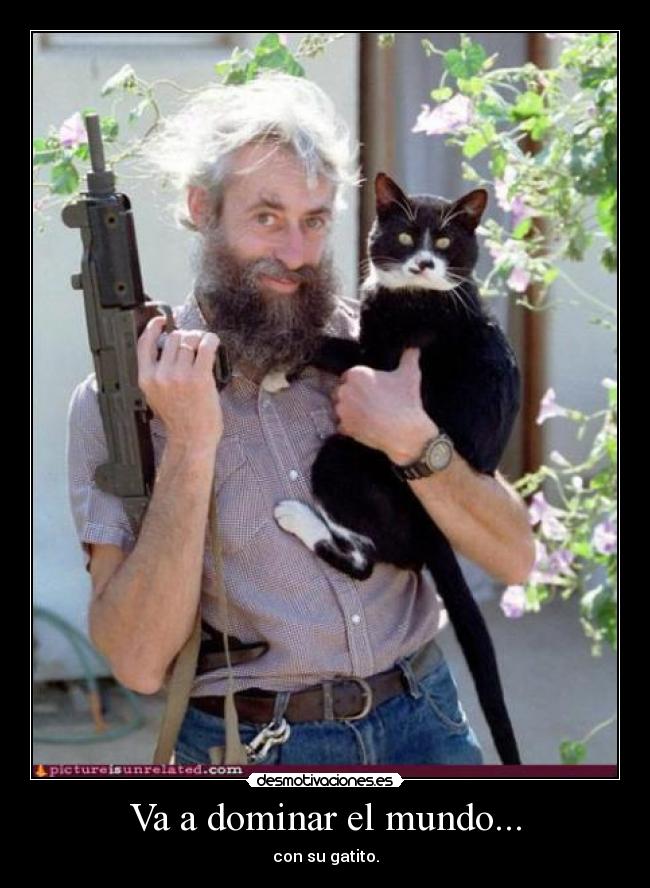 Va a dominar el mundo... - con su gatito.