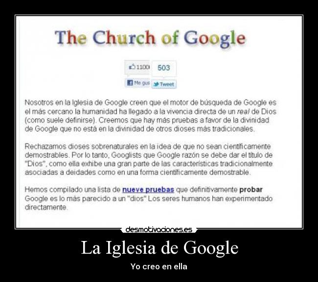La Iglesia de Google - Yo creo en ella