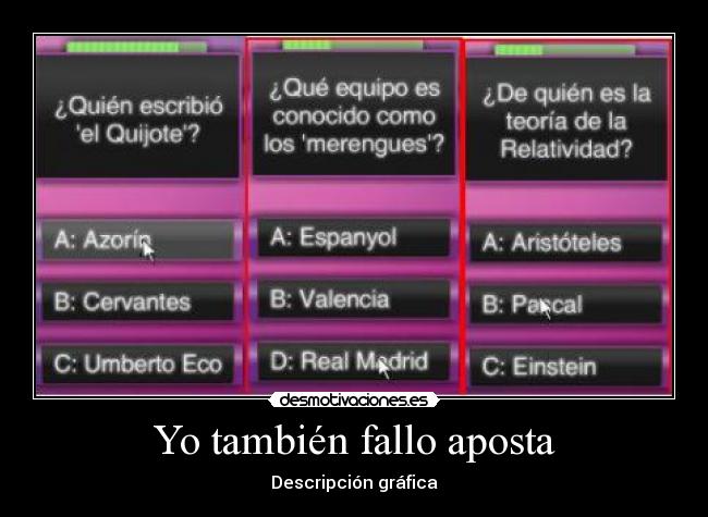 Yo también fallo aposta - Descripción gráfica