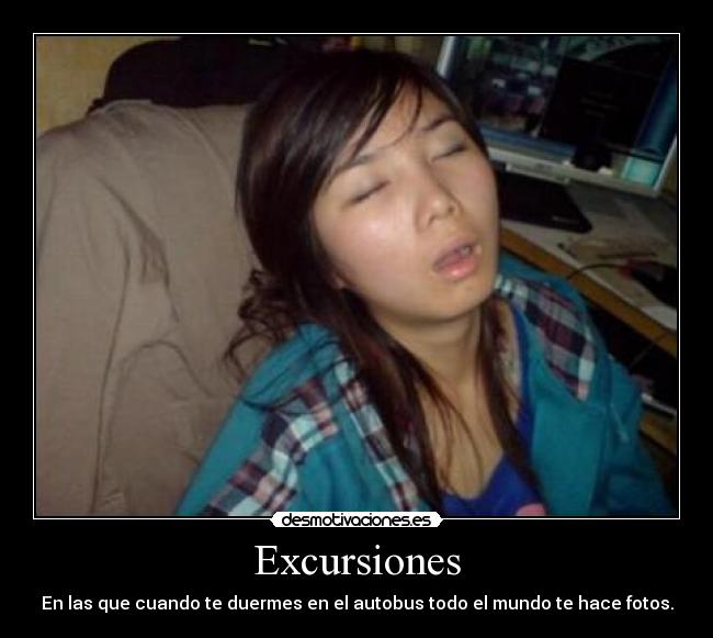 Excursiones - En las que cuando te duermes en el autobus todo el mundo te hace fotos.