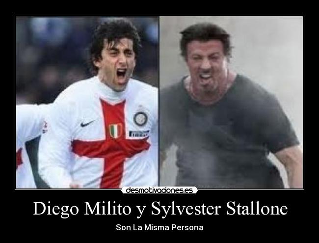 Diego Milito y Sylvester Stallone - 