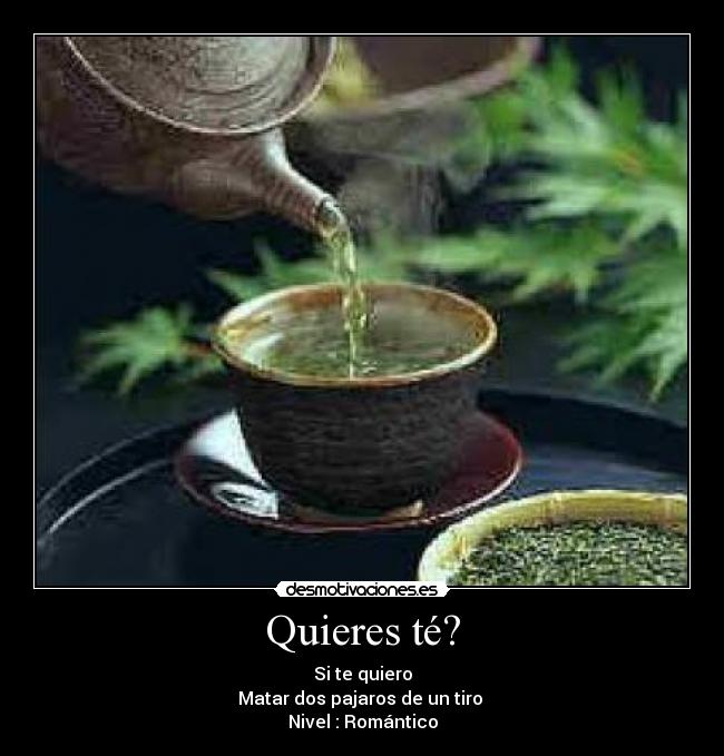 Quieres té? - Si te quiero
Matar dos pajaros de un tiro
Nivel : Romántico