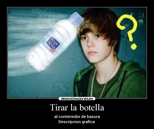 Tirar la botella - al contenedor de basura
Descripcion grafica 