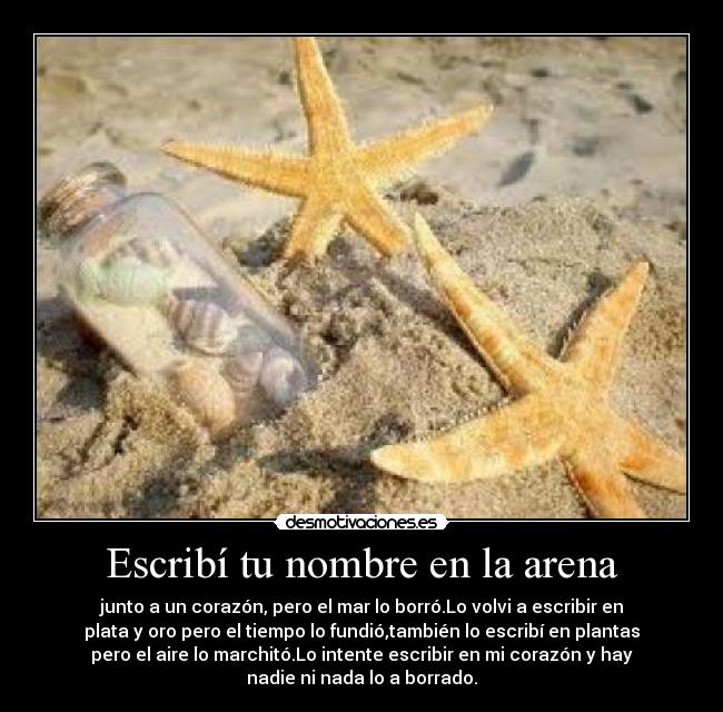 EN LA ARENA ESCRIBI TU NOMBRE en la arena escribi tu nombre: