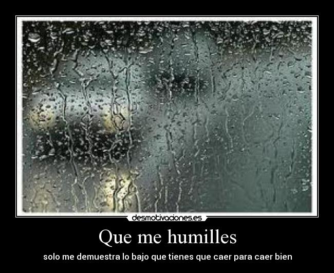 Que me humilles - solo me demuestra lo bajo que tienes que caer para caer bien