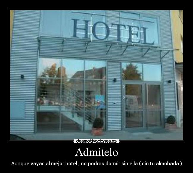 Admítelo - Aunque vayas al mejor hotel , no podrás dormir sin ella ( sin tu almohada )