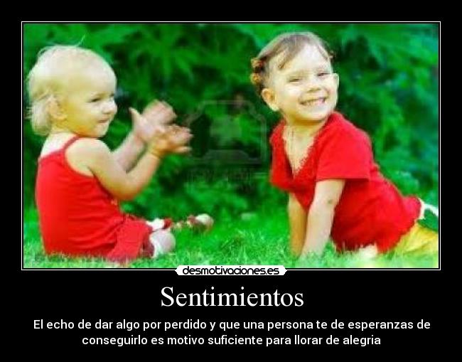 Sentimientos - El echo de dar algo por perdido y que una persona te de esperanzas de
conseguirlo es motivo suficiente para llorar de alegria