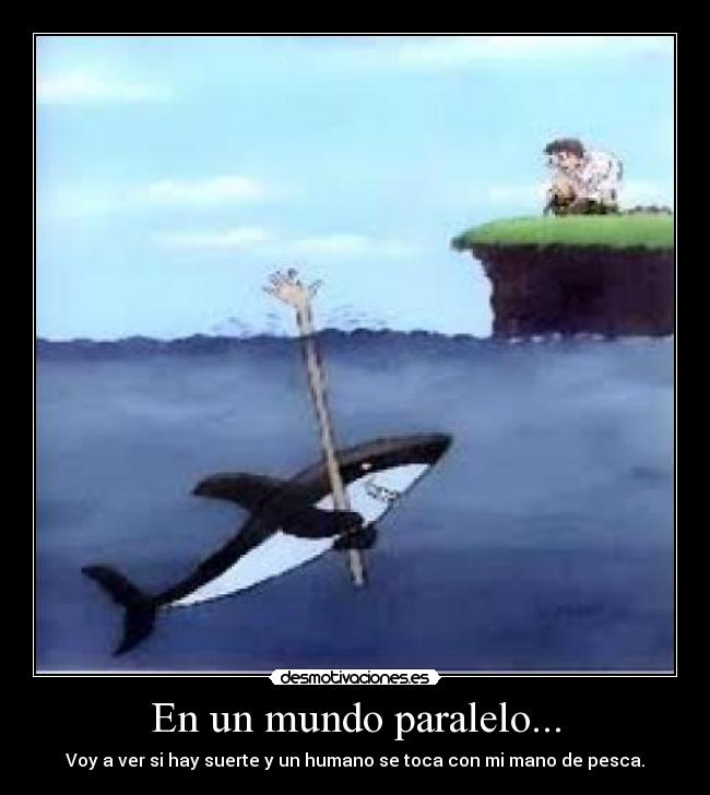 En un mundo paralelo... - Voy a ver si hay suerte y un humano se toca con mi mano de pesca.