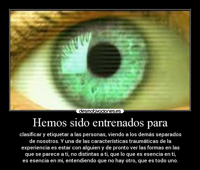 Hemos sido entrenados para -