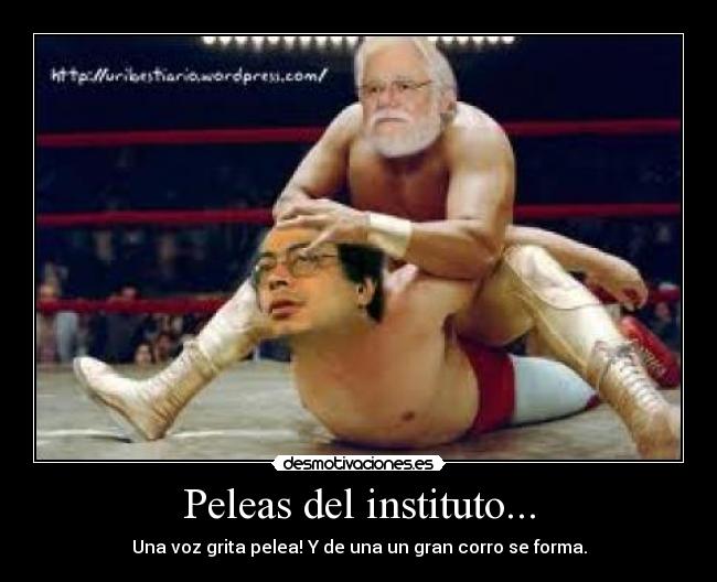Peleas del instituto... - Una voz grita pelea! Y de una un gran corro se forma.