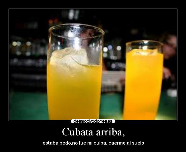 Cubata arriba, - estaba pedo,no fue mi culpa, caerme al suelo