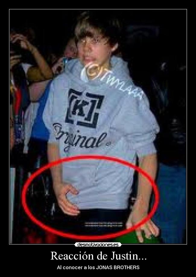 Reacción de Justin... - Al conocer a los JONAS BROTHERS