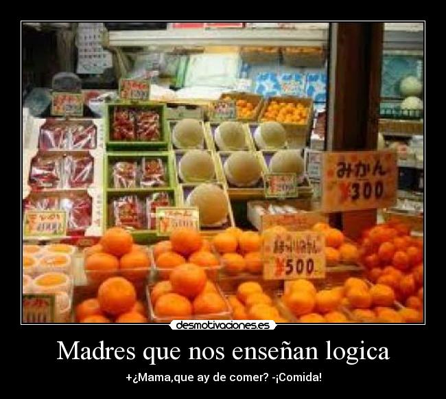 Madres que nos enseñan logica - +¿Mama,que ay de comer? -¡Comida!