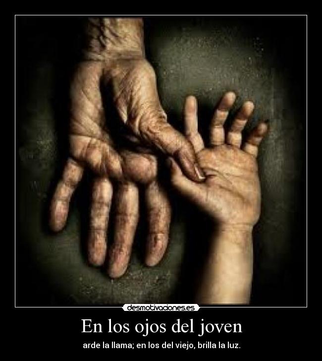 En los ojos del joven - arde la llama; en los del viejo, brilla la luz.