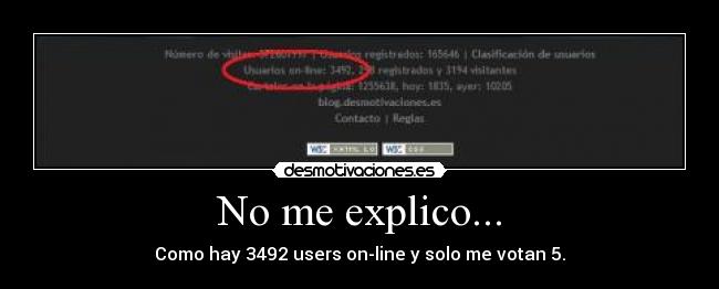 No me explico... - Como hay 3492 users on-line y solo me votan 5.