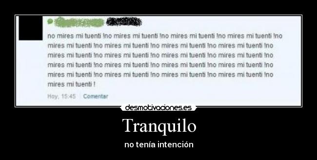 Tranquilo - no tenía intención