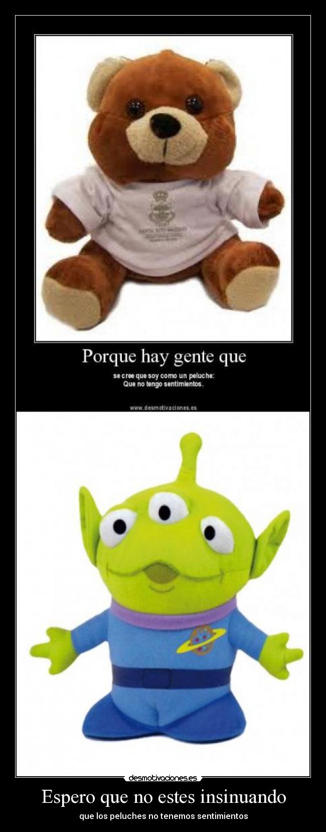 Espero que no estes insinuando - que los peluches no tenemos sentimientos