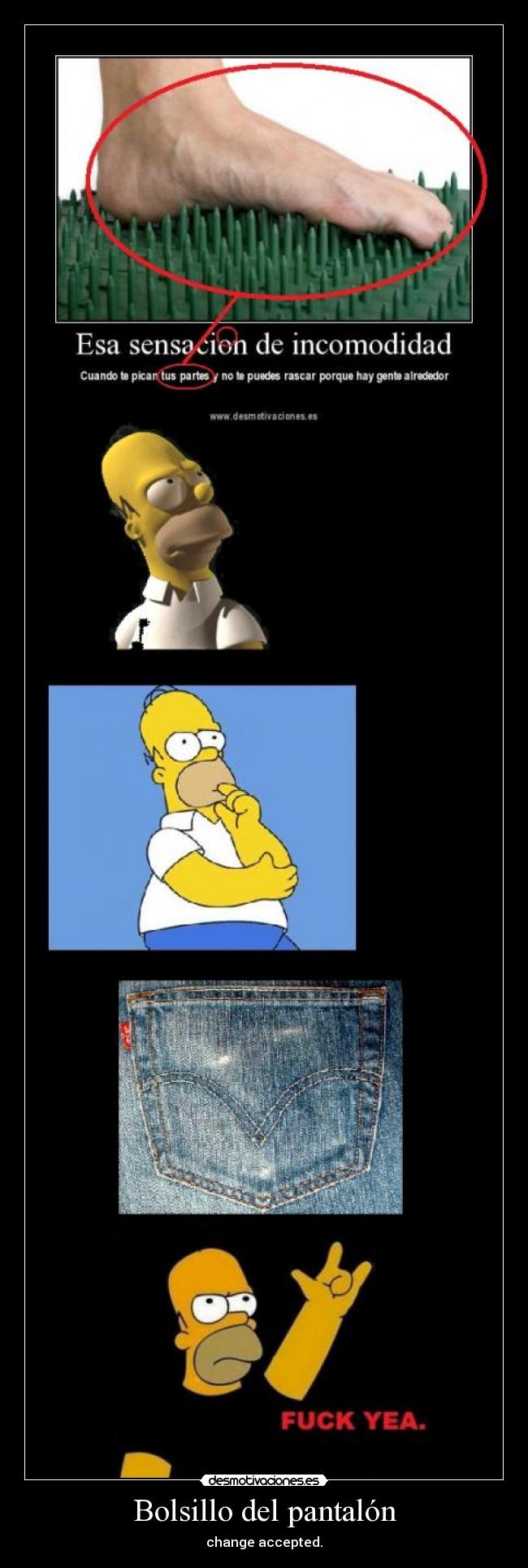 Bolsillo del pantalón - change accepted.