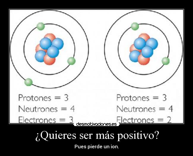 ¿Quieres ser más positivo? - Pues pierde un ion.
