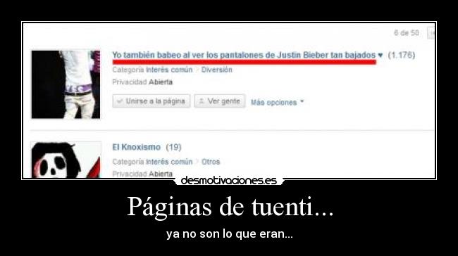 Páginas de tuenti... - ya no son lo que eran...