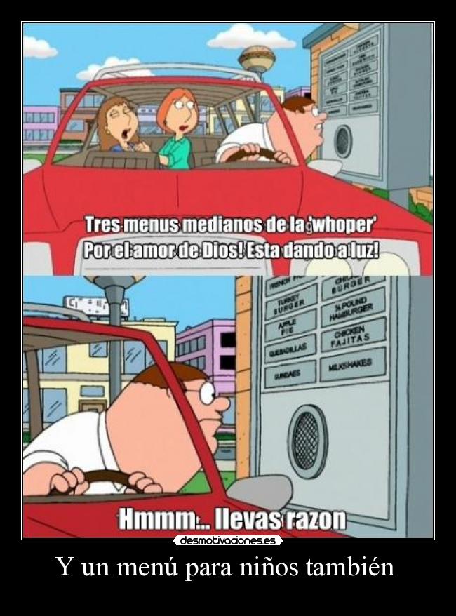 Y un menú para niños también  - 