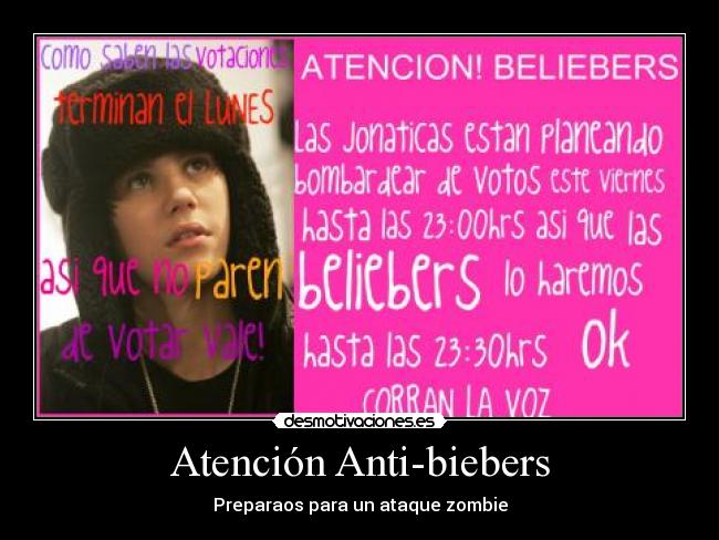 Atención Anti-biebers - Preparaos para un ataque zombie