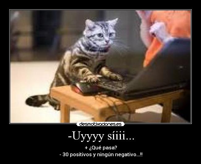 -Uyyyy síiii... - + ¿Qué pasa?
- 30 positivos y ningún negativo...!!